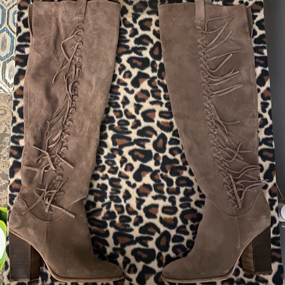 COPY - Grey Knee High Suede Boots Size 10